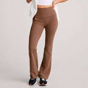 Beyond Yoga Spacedye High Rise Practice Pocket Flare Pants Brown Mocha Heather
